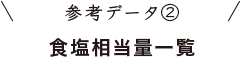 ＼ 参考データ② ／ 食塩相当量一覧